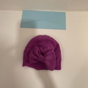Purple Knit Beanie with Bow